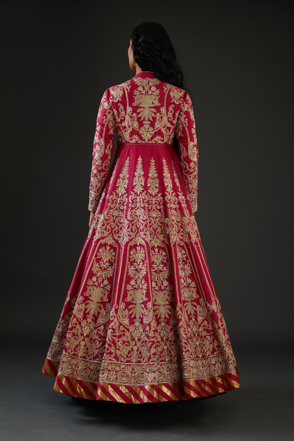 Chanderi Anarkali Set With Resham Embroidery