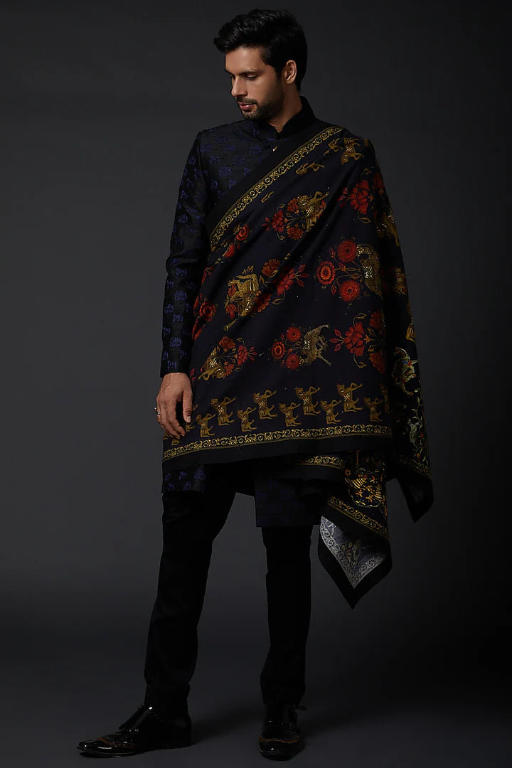 Ivory Printed Khadi Shawl