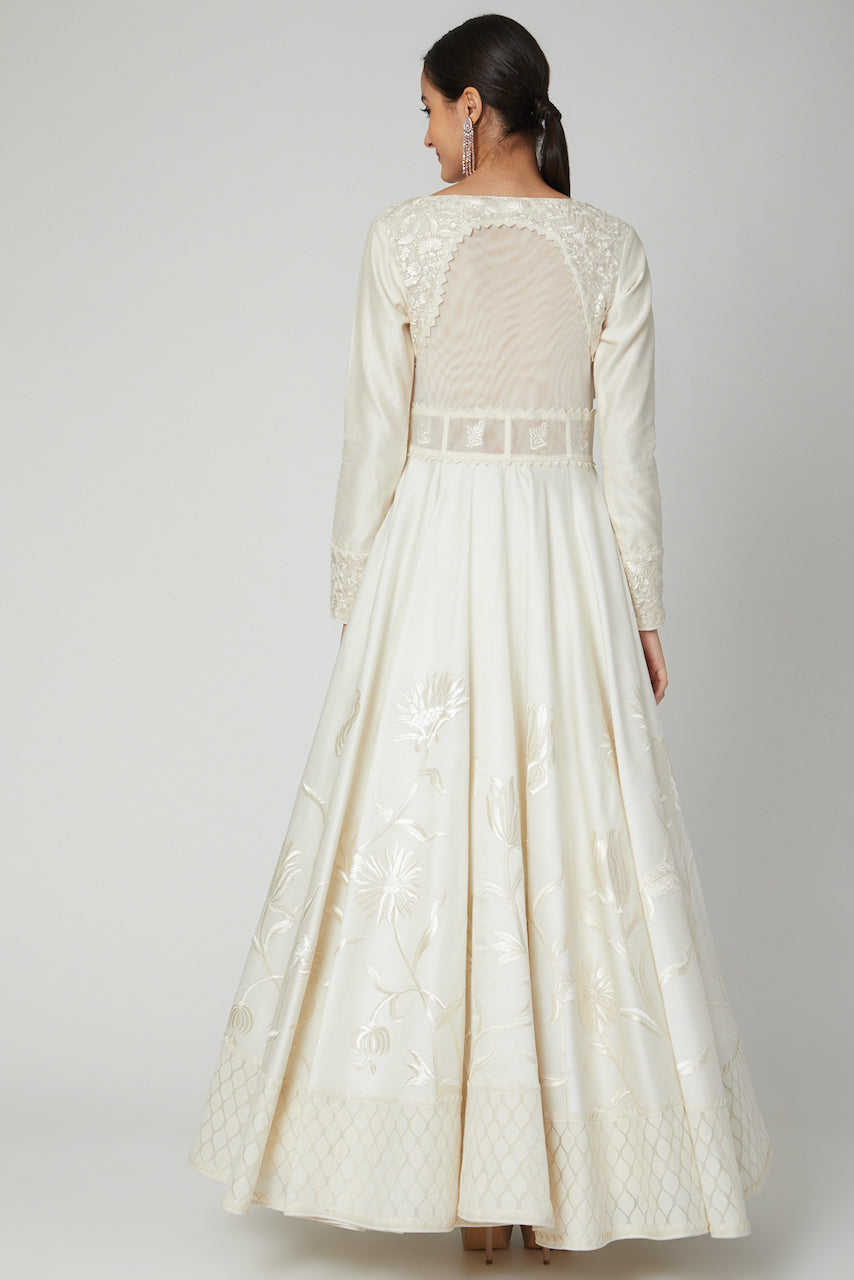 Chanderi Anarkali Set With Embroidery