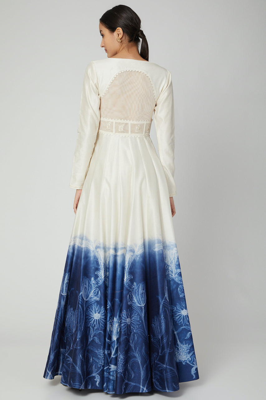 Ivory Embroidered Anarkali Set With Digital Print