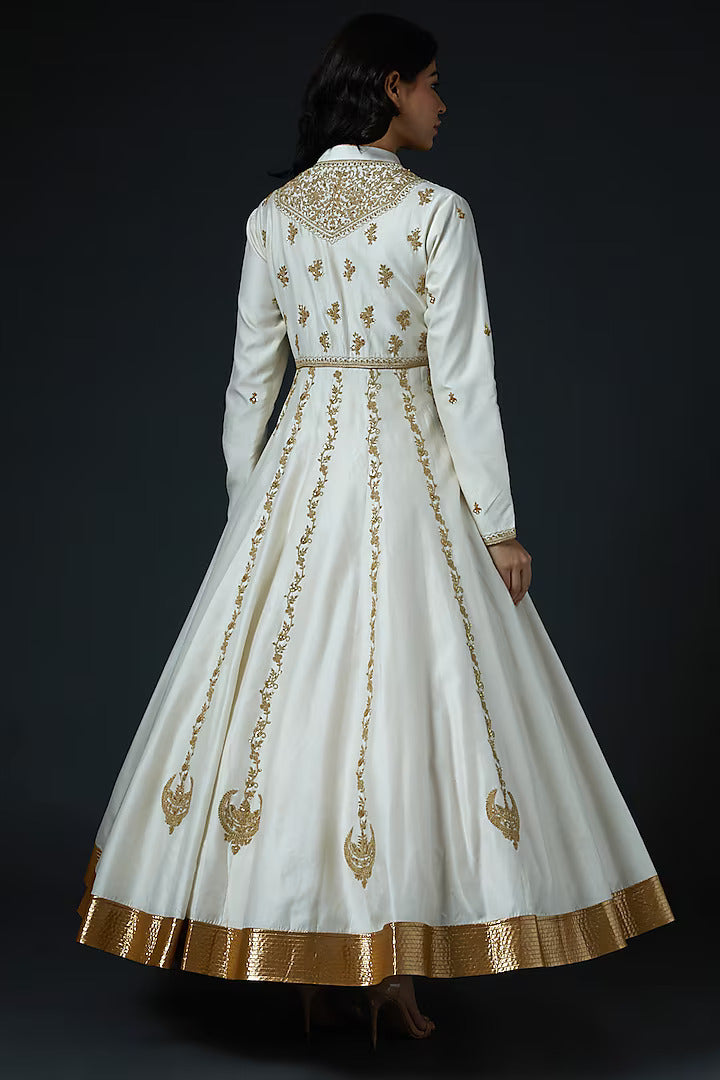 Ivory Hand Embroidered Anarkali Set