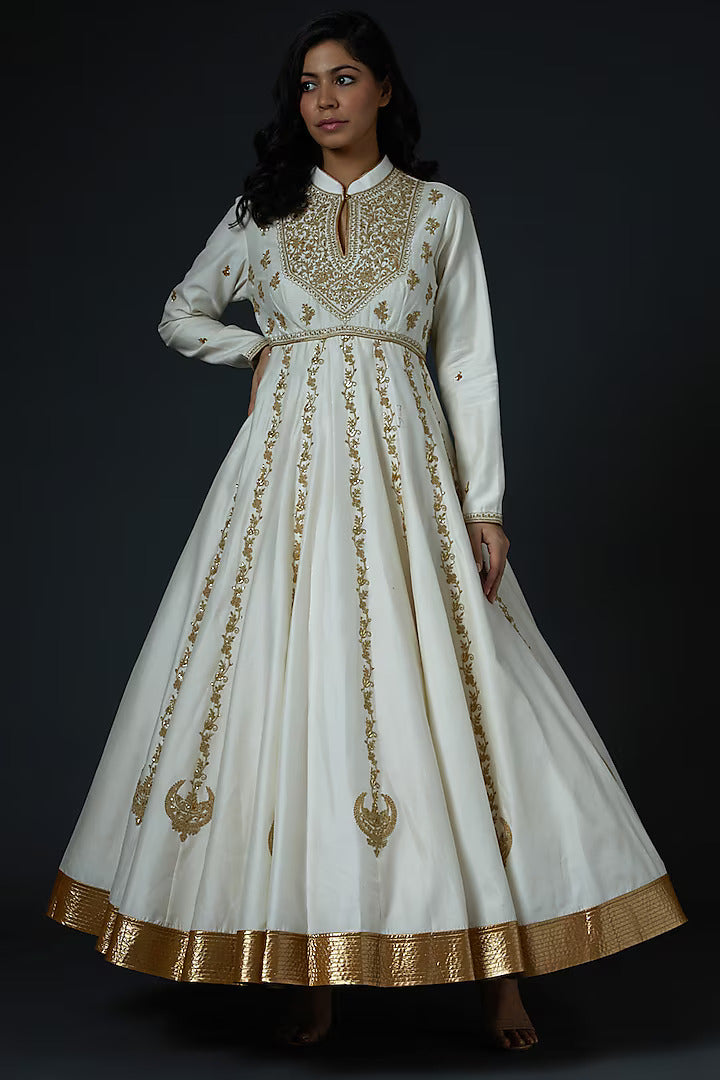 Ivory Hand Embroidered Anarkali Set