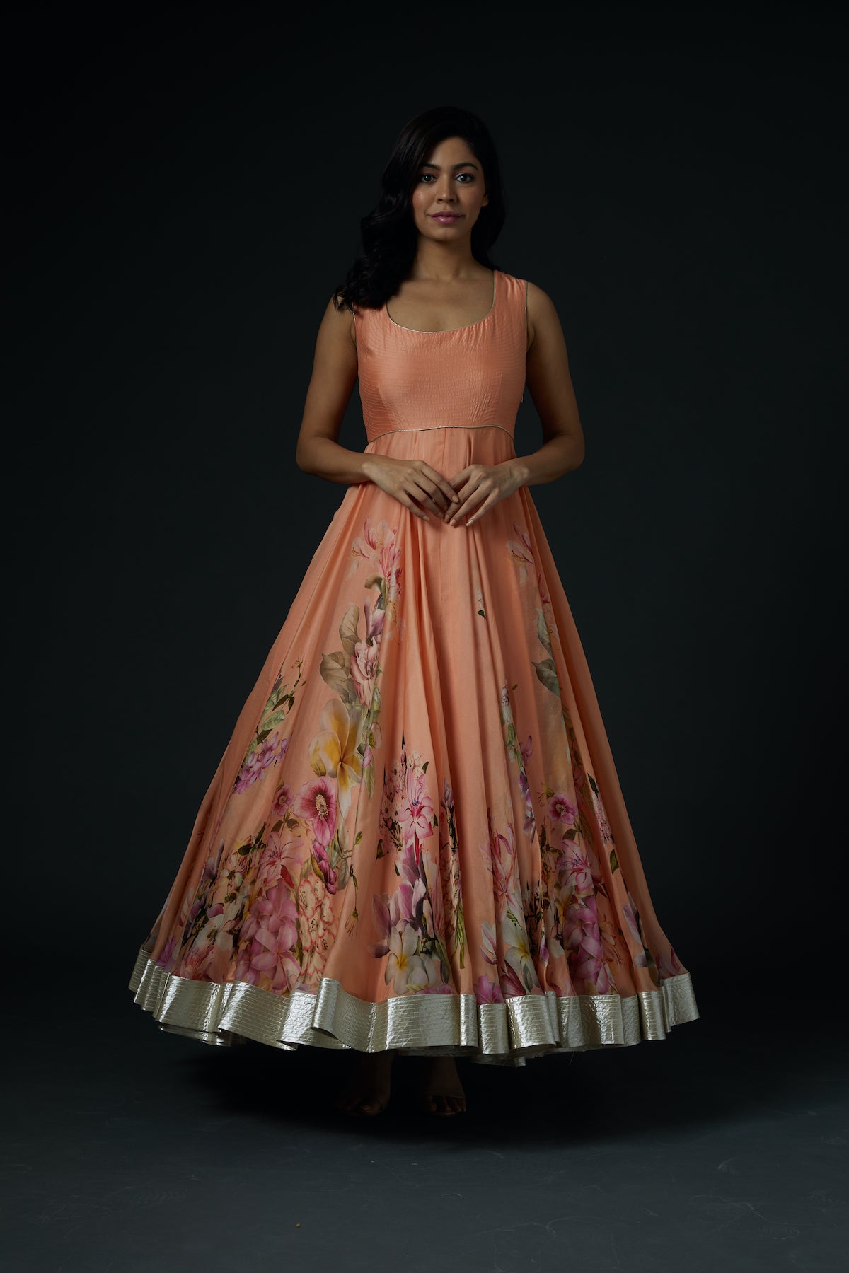 Chanderi Anarkali Set with Digital Printed
