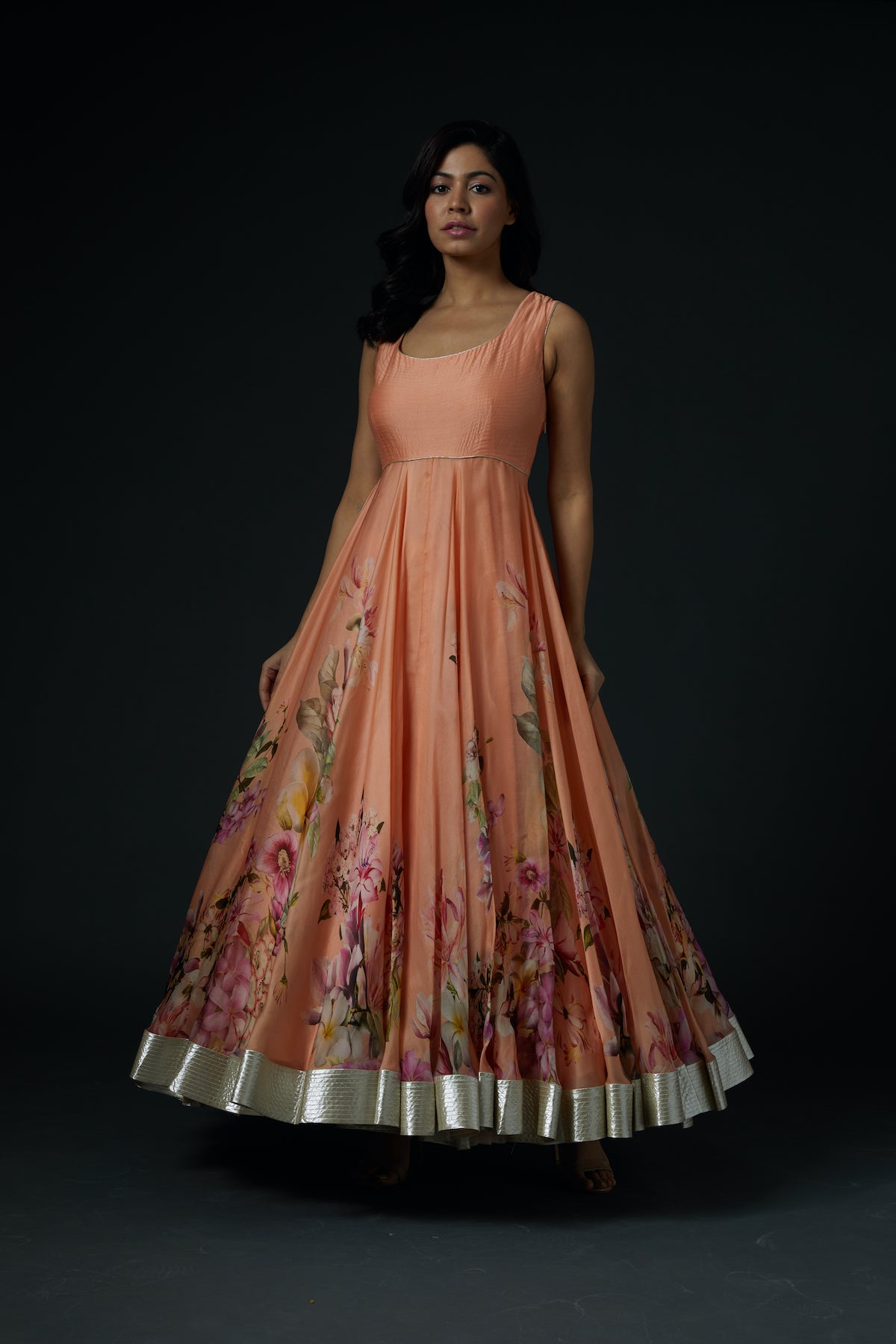 Chanderi Anarkali Set with Digital Printed