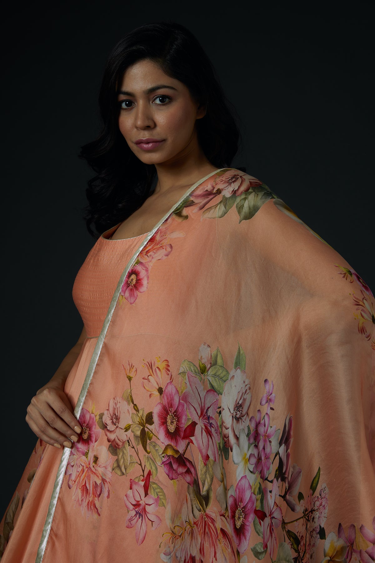 Chanderi Anarkali Set with Digital Printed