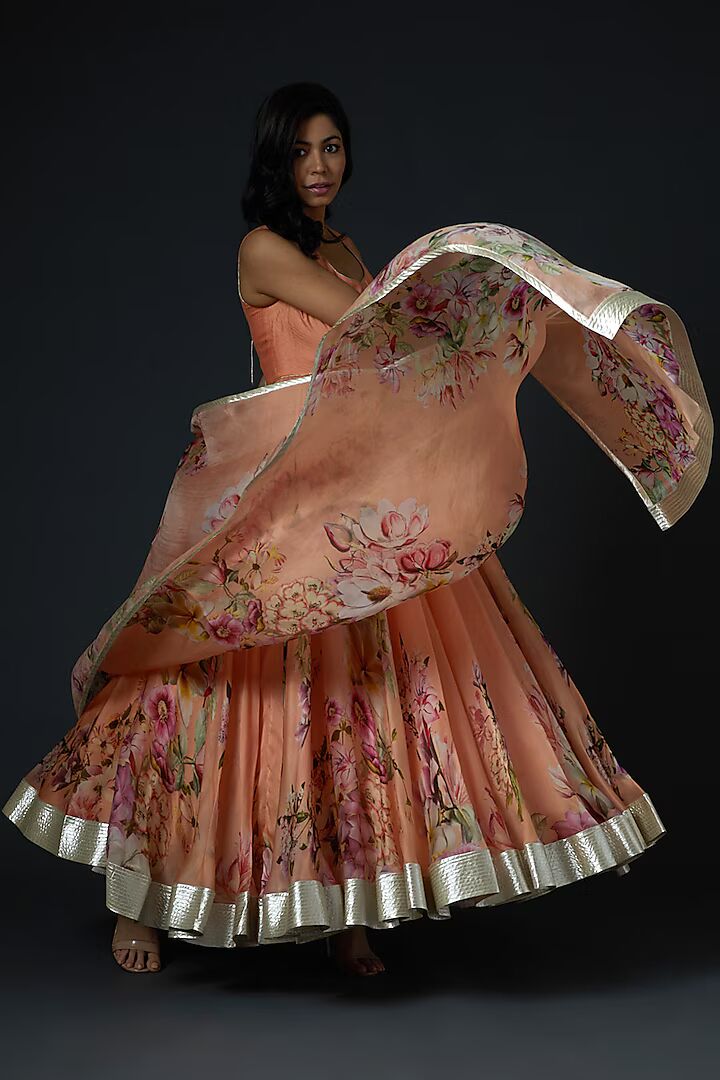Chanderi Anarkali Set with Digital Printed
