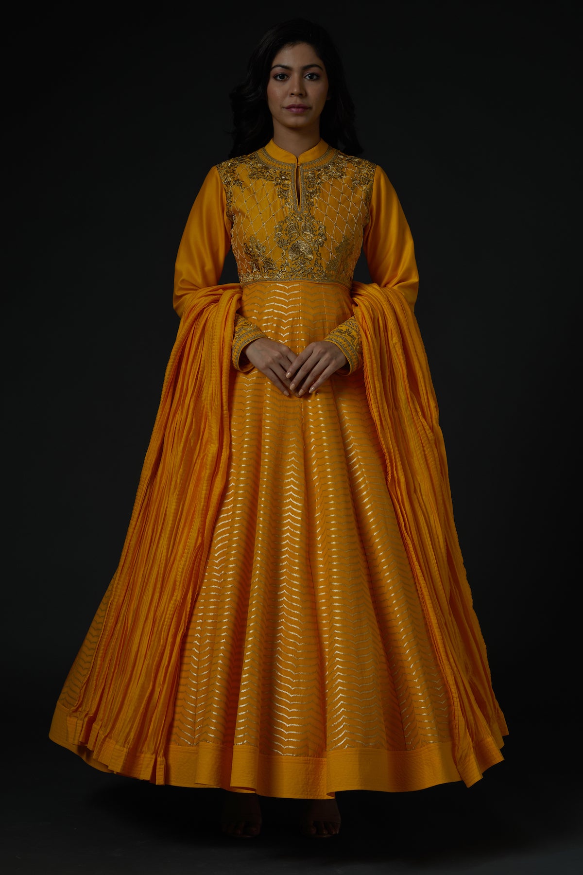 Chanderi Anarkali Set With Embroidery