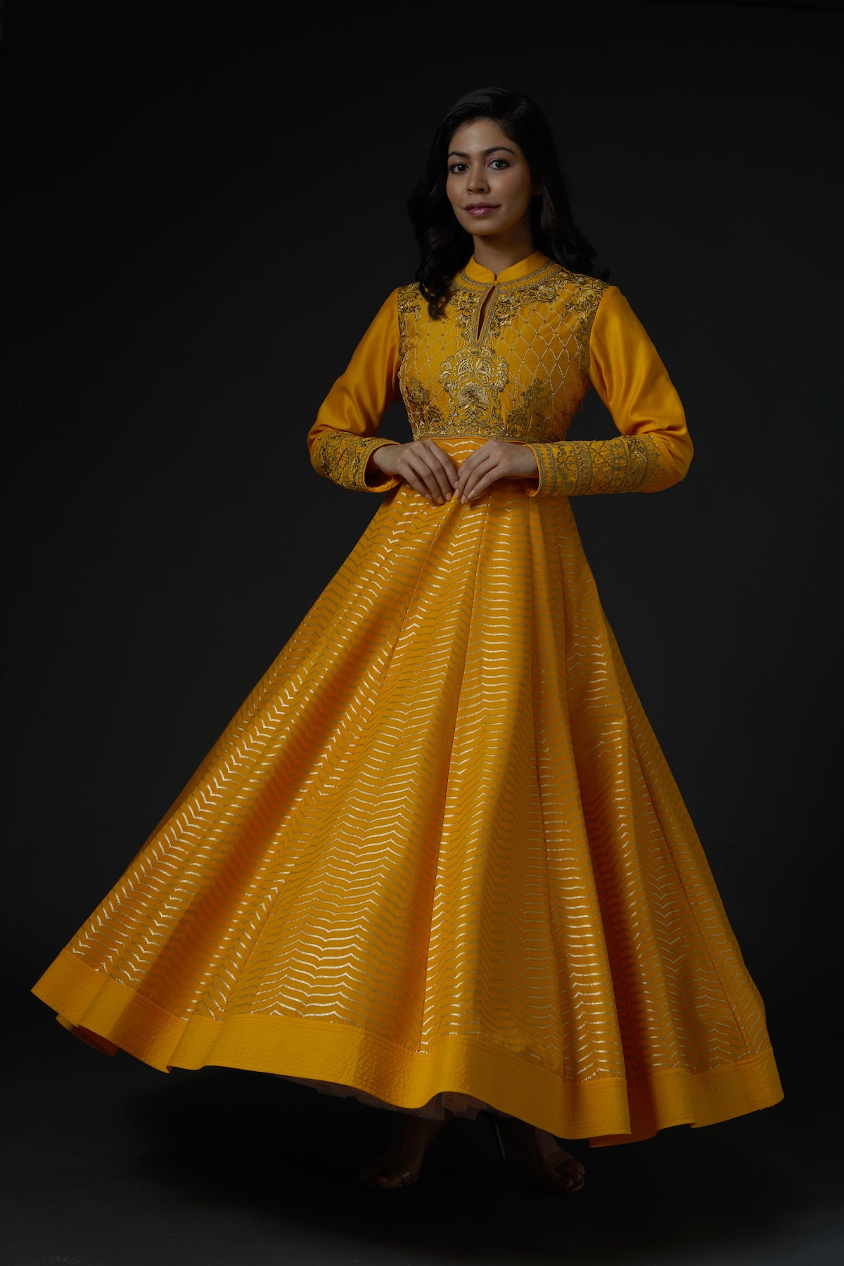 Chanderi Anarkali Set With Embroidery