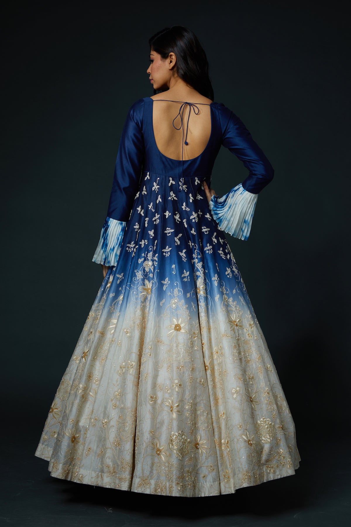 Chanderi Anarkali Set With Resham Thread Embroidery