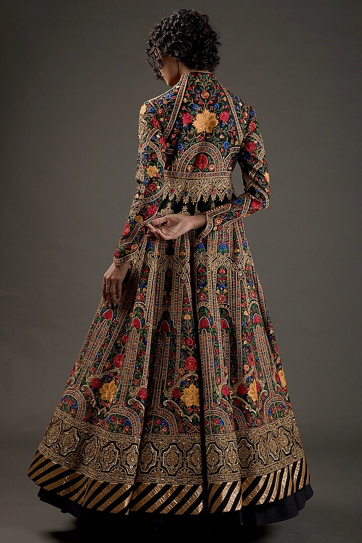 Black Embroidered Anarkali Set