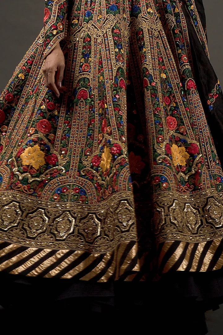 Black Embroidered Anarkali Set