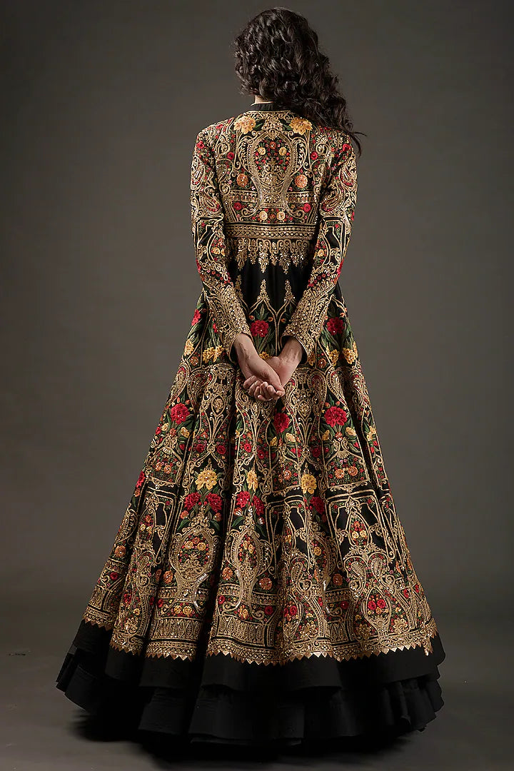 Chanderi Anarkali Set With Resham Embroidery
