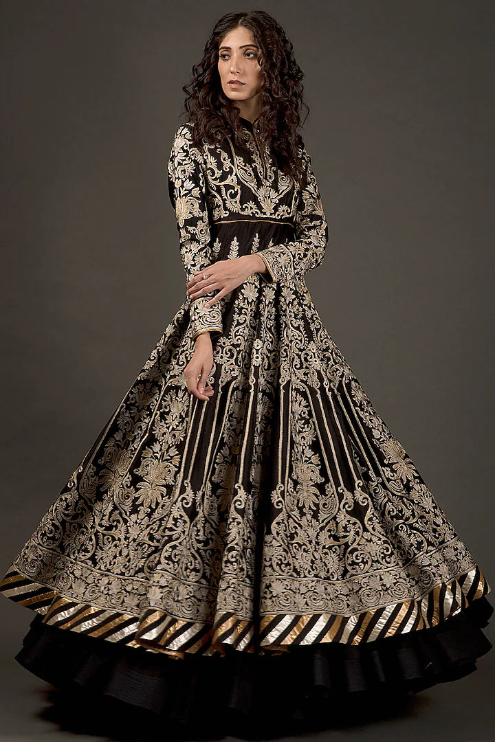 Chanderi Anarkali Set With Zari Embroidery