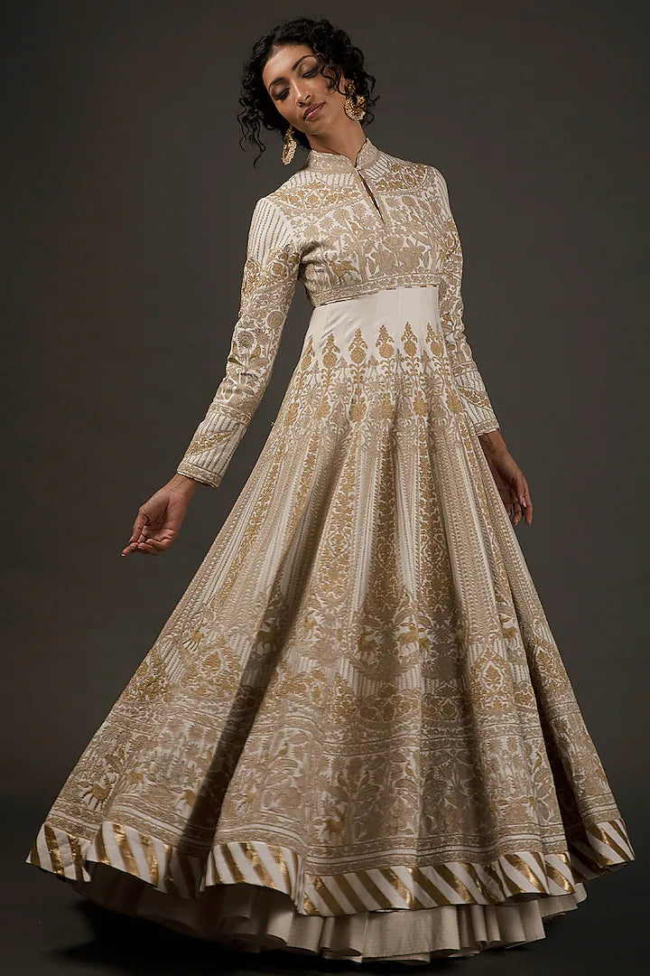 Chanderi Anarkali Set With Resham Embroidery