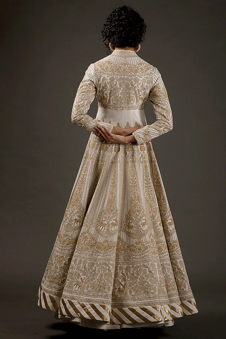 Chanderi Anarkali Set With Resham Embroidery