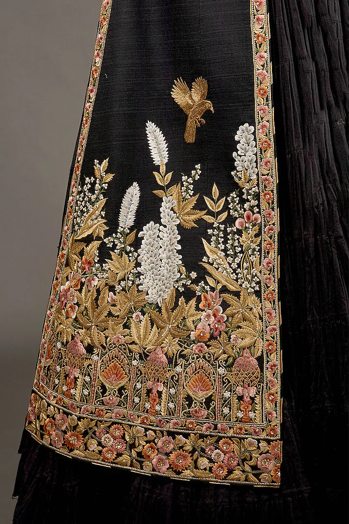 Matka Silk Long Jacket With Embroidery