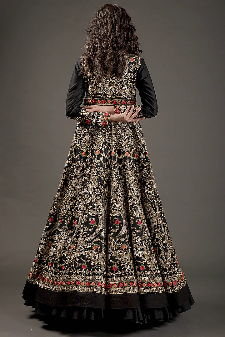 Chanderi Anarkali Set With Resham Embroidery