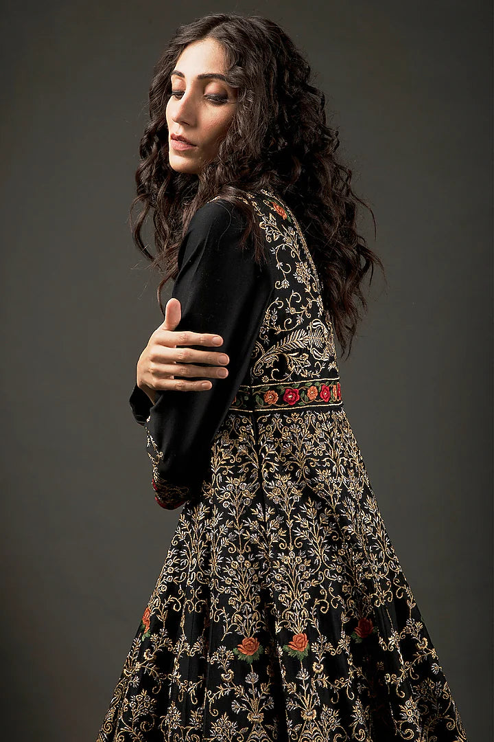 Chanderi Anarkali Set With Resham Embroidery