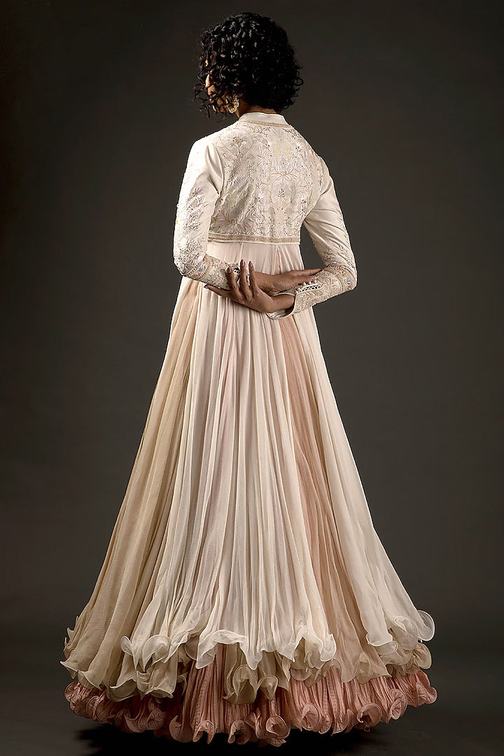 Chanderi Silk Embroidered Anarkali Set