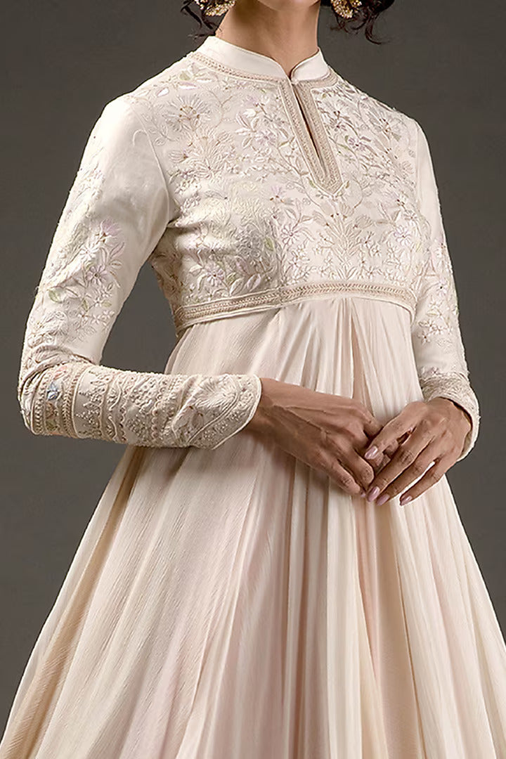 Chanderi Silk Embroidered Anarkali Set
