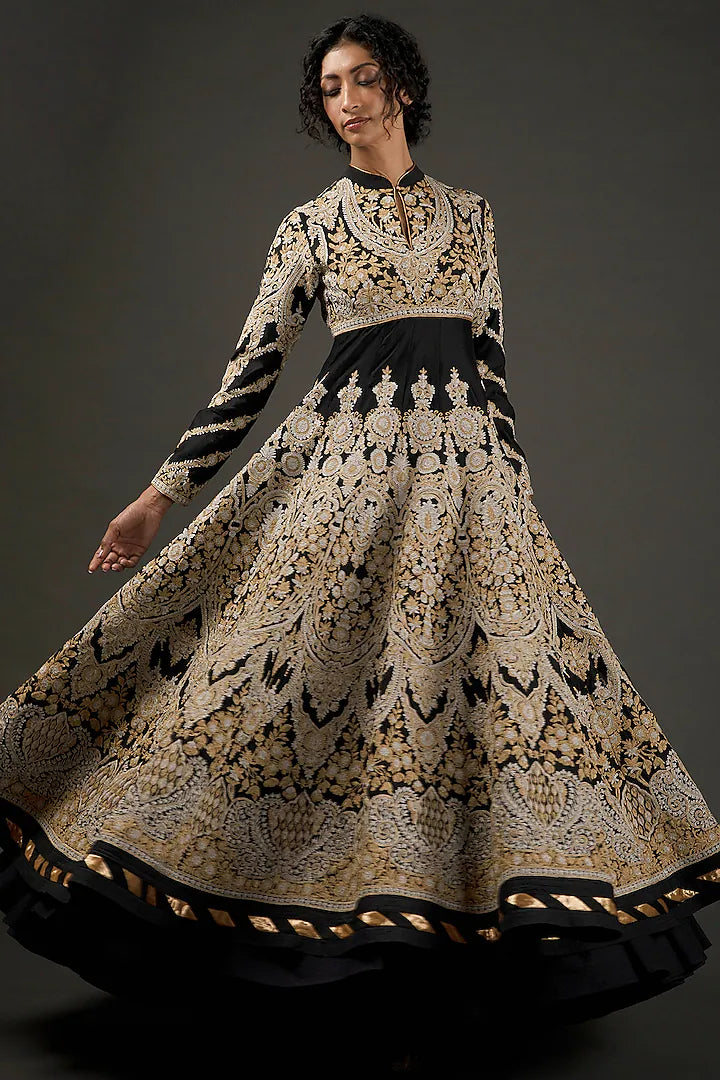 Chanderi Anarkali Set With Resham Embroidery