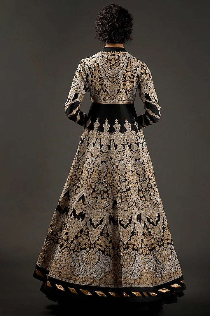 Chanderi Anarkali Set With Resham Embroidery