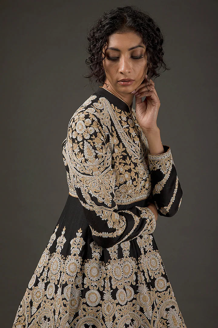 Chanderi Anarkali Set With Resham Embroidery