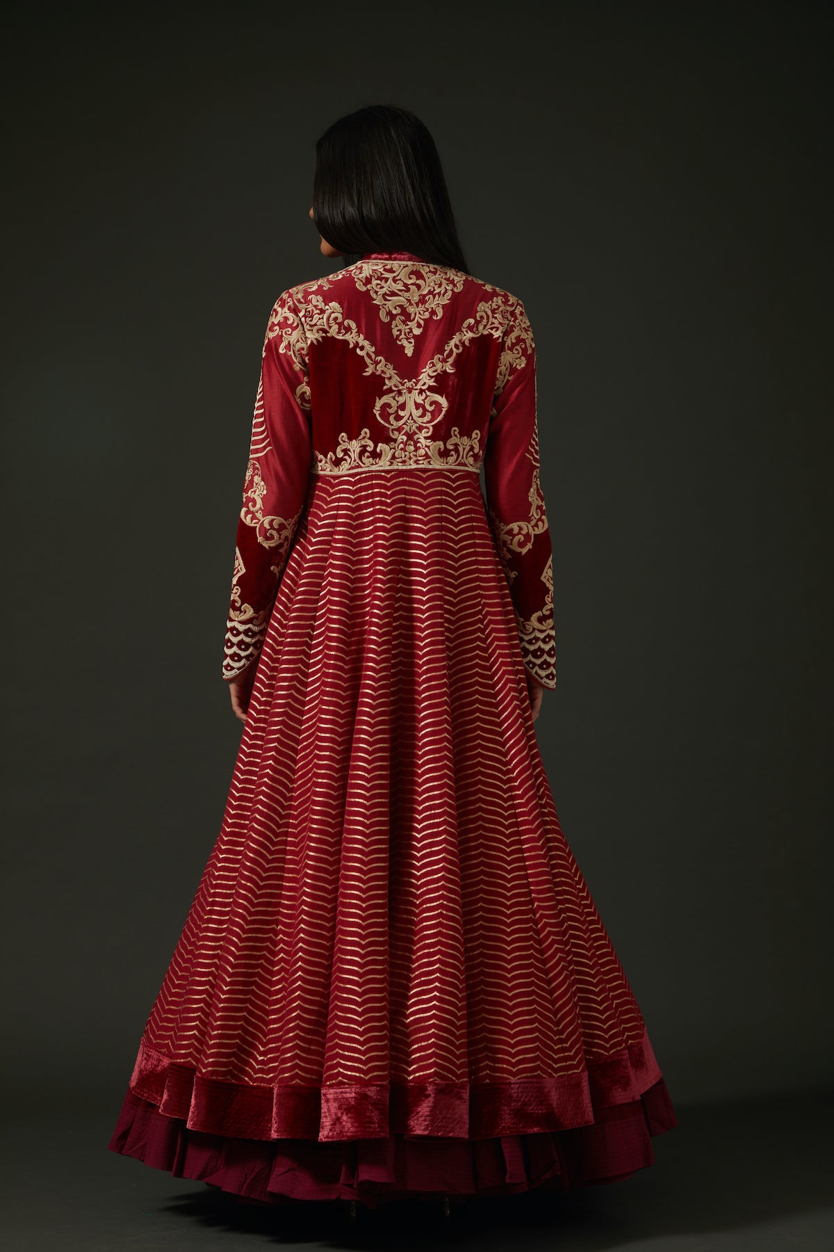 Maroon Embroidered Anarkali Set