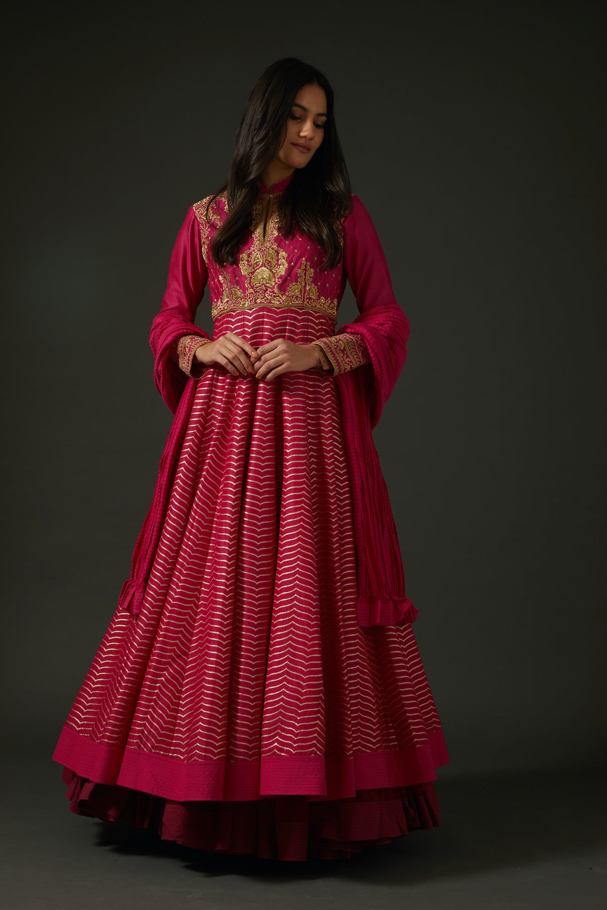 Fuchsia Embroidered Anarkali Set