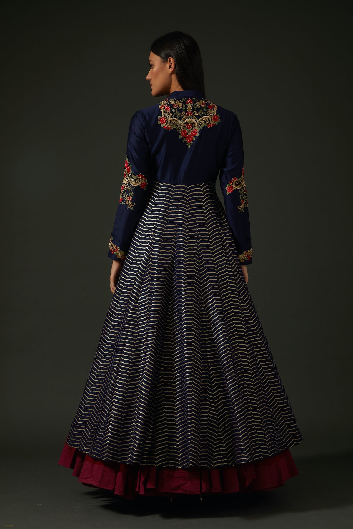 Indigo Embroidered Anarkali Set