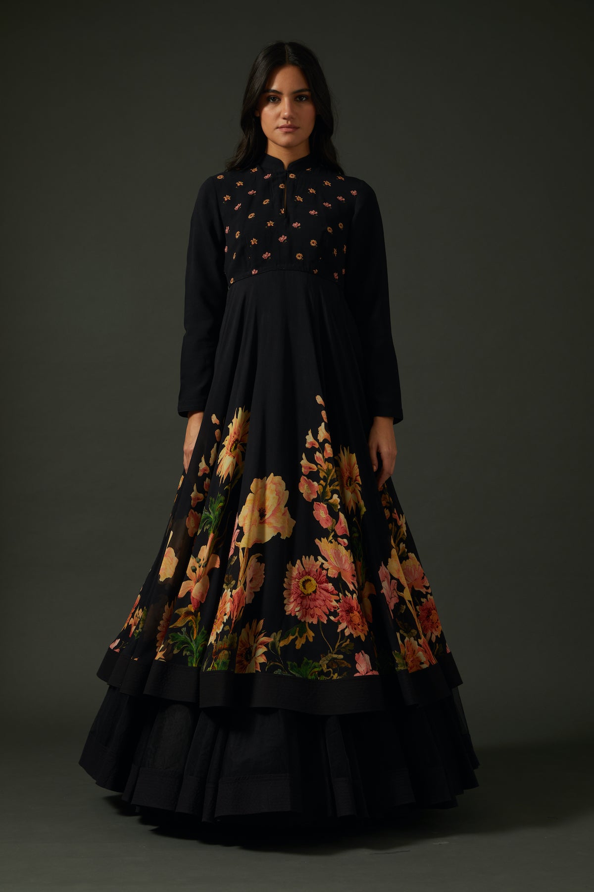 Georgette Anarkali Set With Floral Digital Print