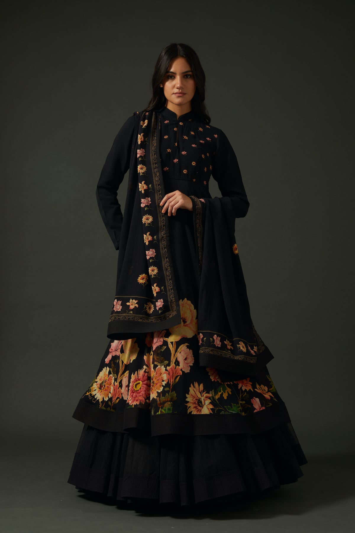 Georgette Anarkali Set With Floral Digital Print
