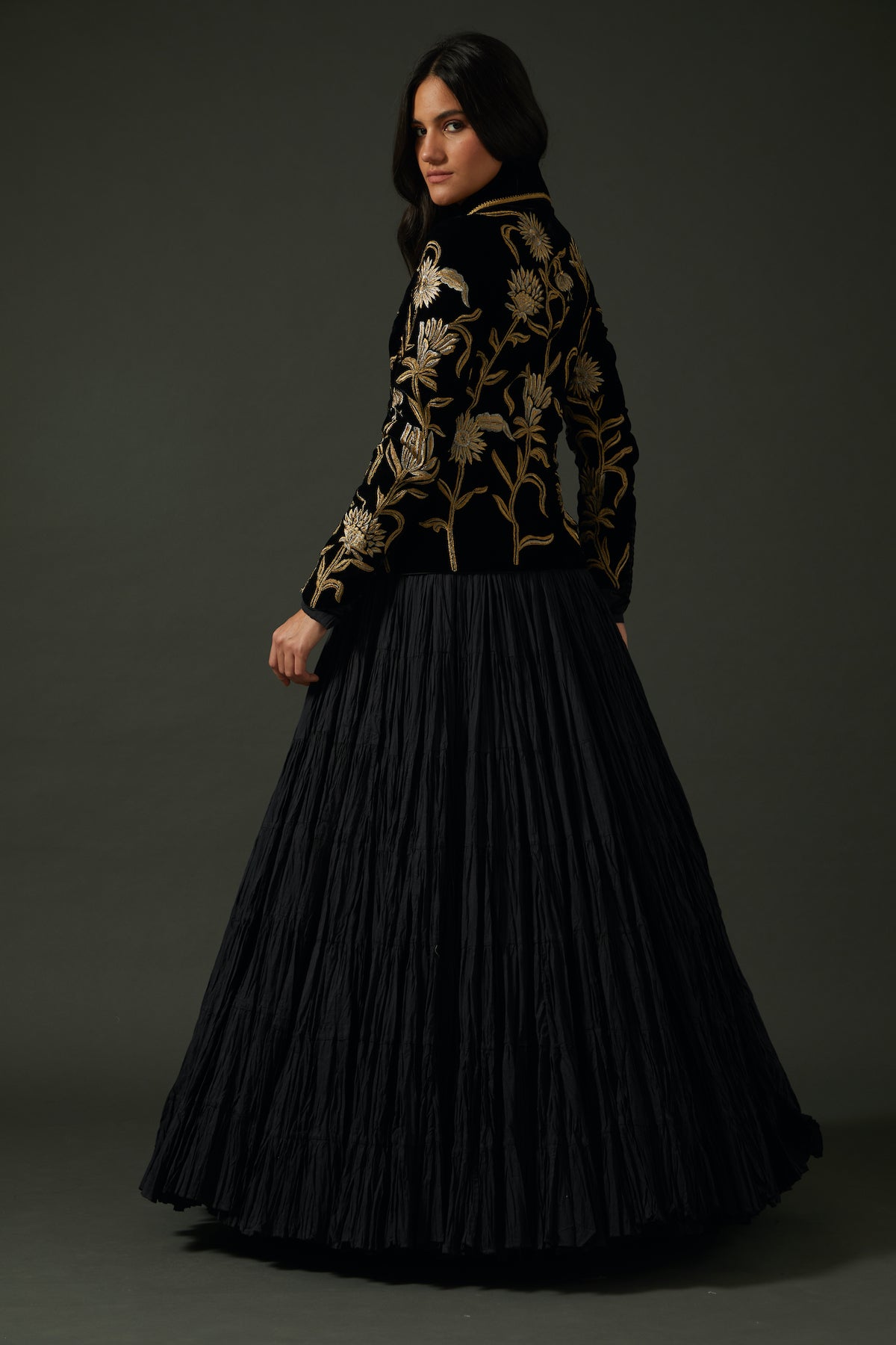 Black Velvet Jacket With Embroidery