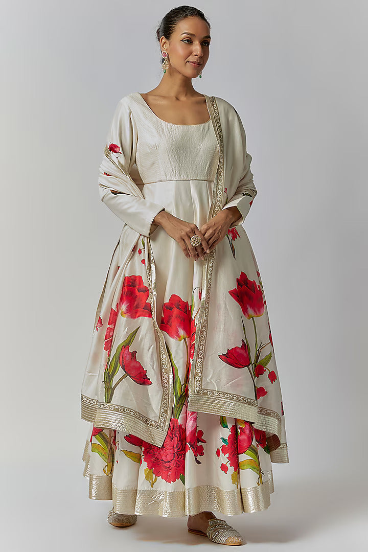 Chanderi Silk Digital Printed Anarkali Set