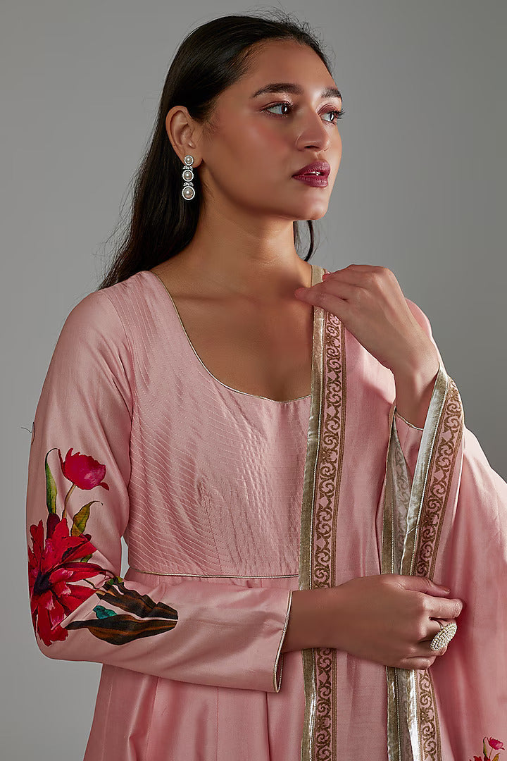 Chanderi Anarkali Set with Digital Printed