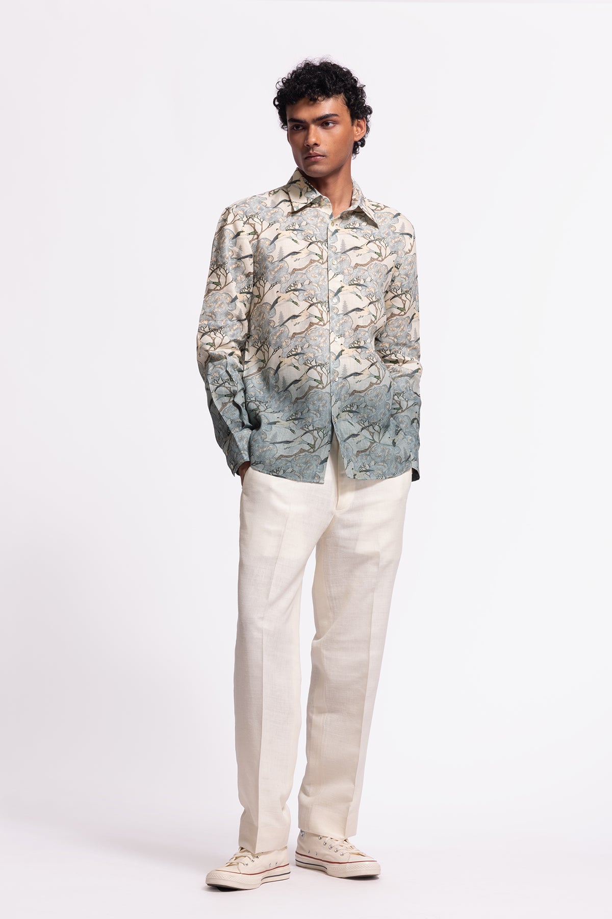 Men's Linen Printed Shirt