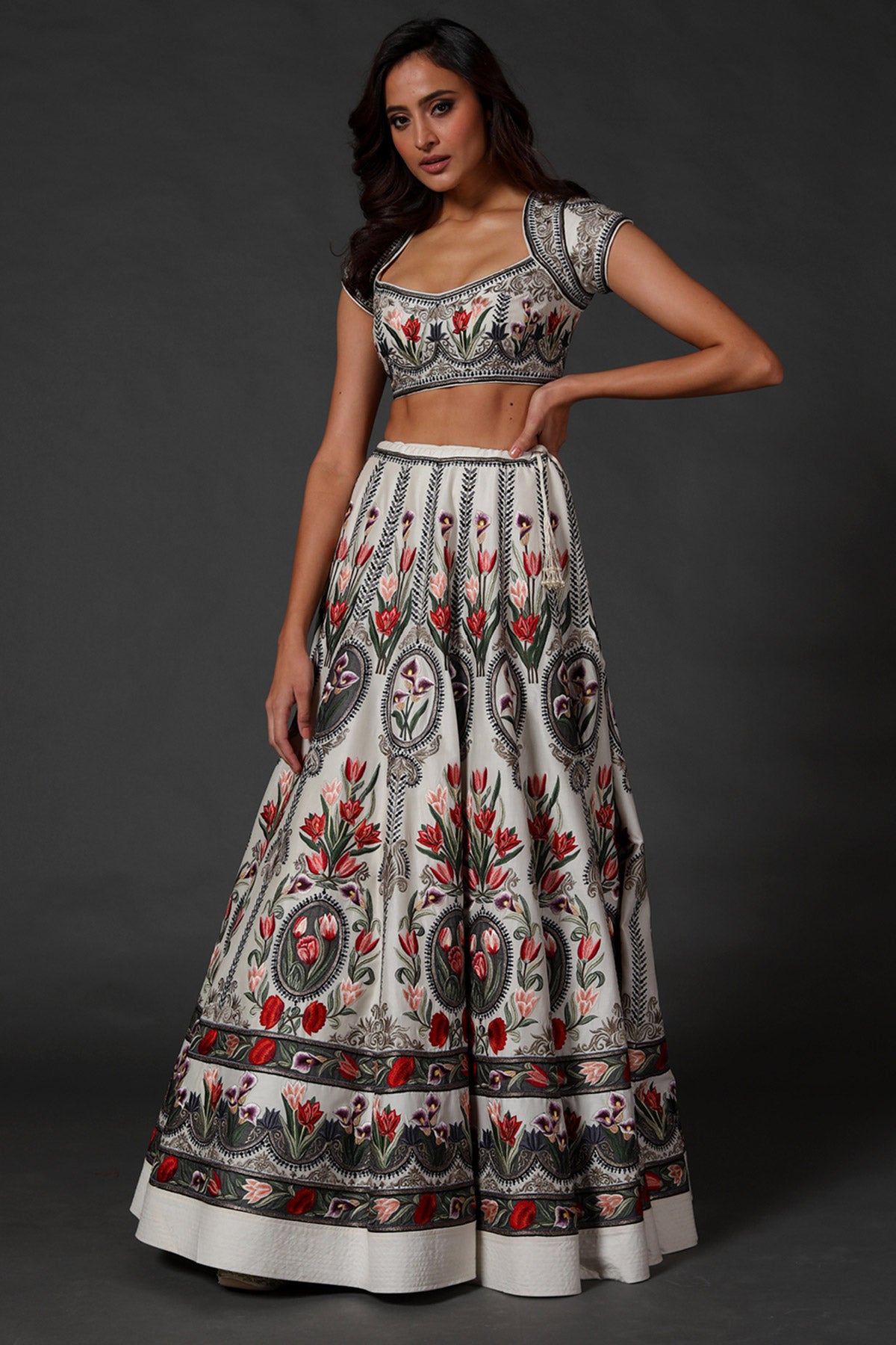Chanderi Lehenga Set With Embroidery