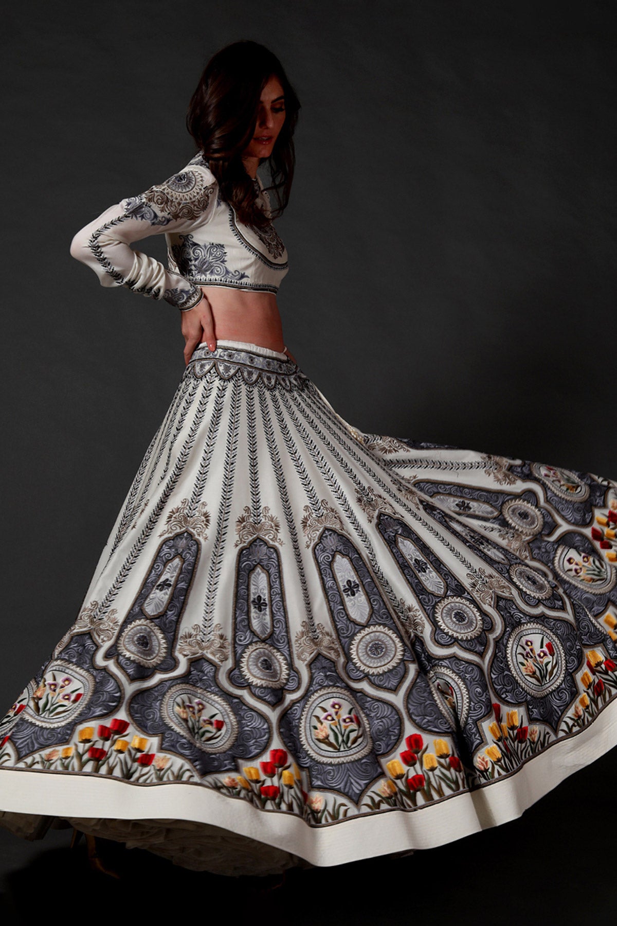 Chanderi Lehenga Set With Embroidery