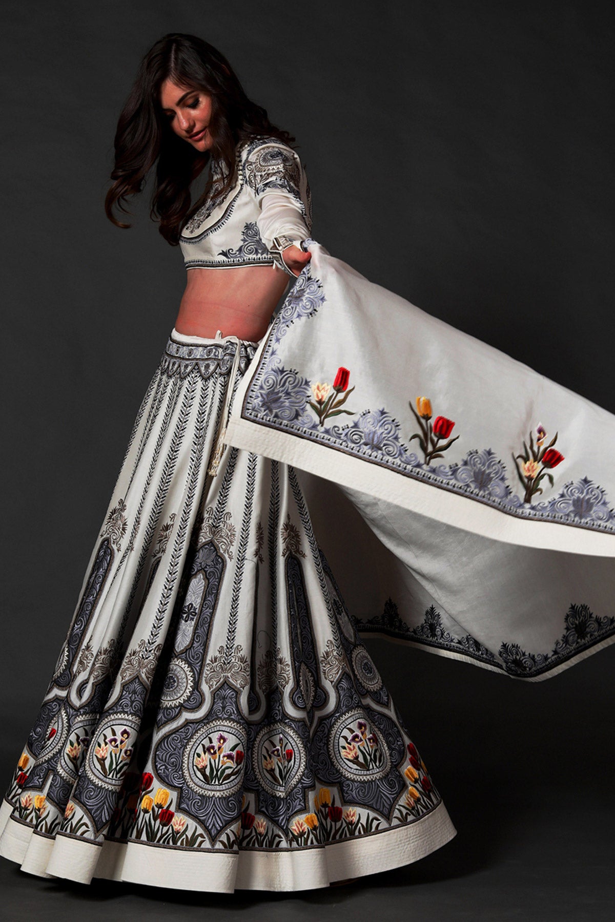 Chanderi Lehenga Set With Embroidery