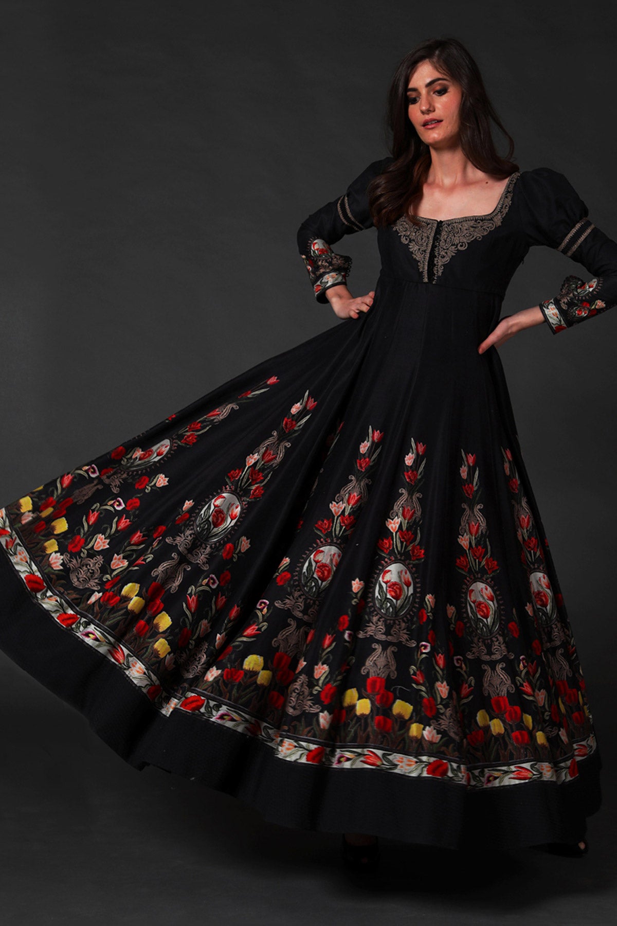 Digital Print Anarkali Set with Embroidery