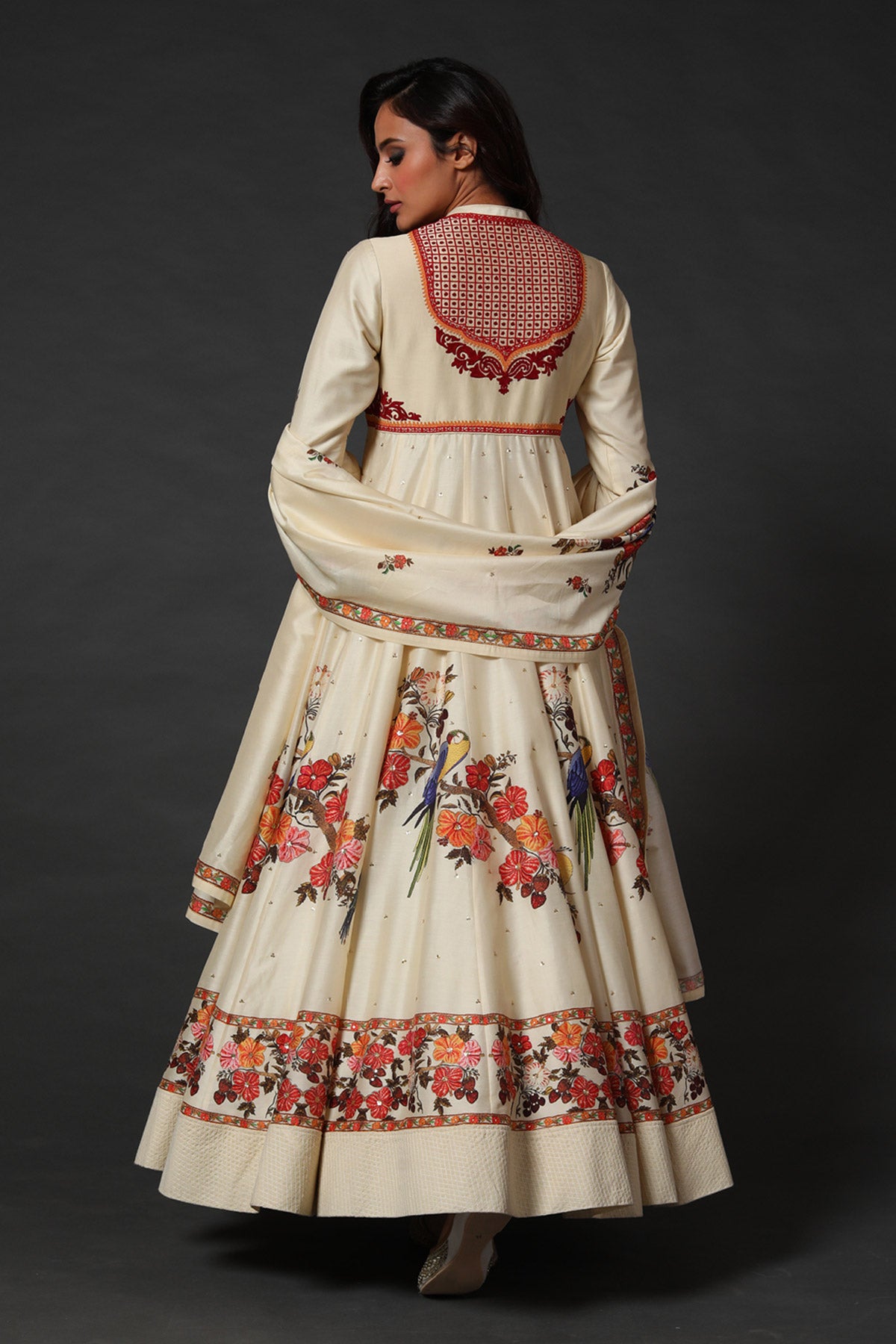 Digital Print Anarkali Set With Neck Embroidery