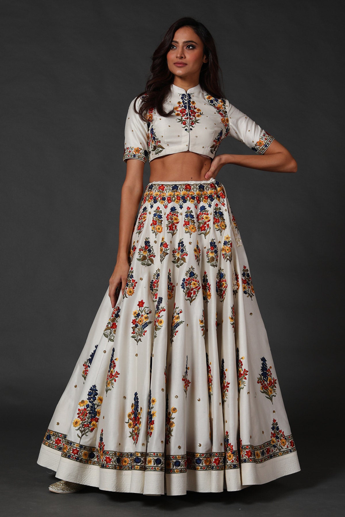 Chanderi Lehenga Set With Embroidery
