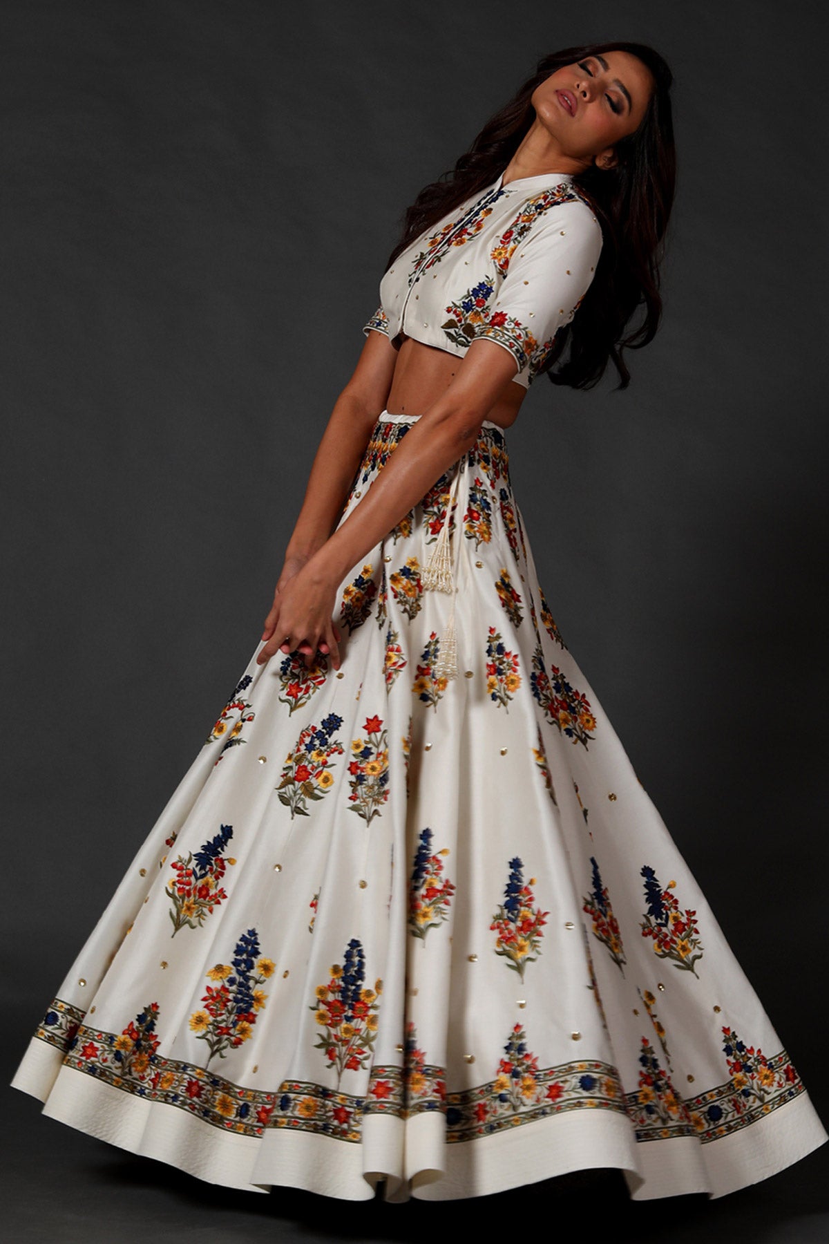 Chanderi Lehenga Set With Embroidery