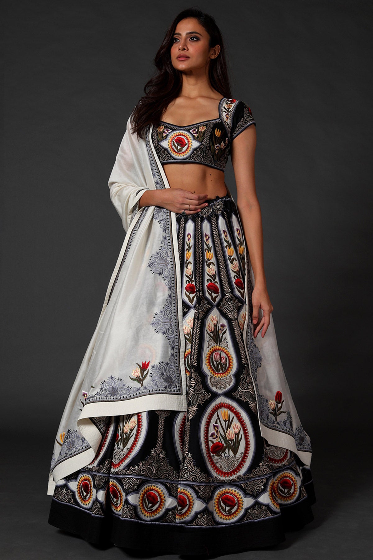 Chanderi Lehenga Set With Embroidery