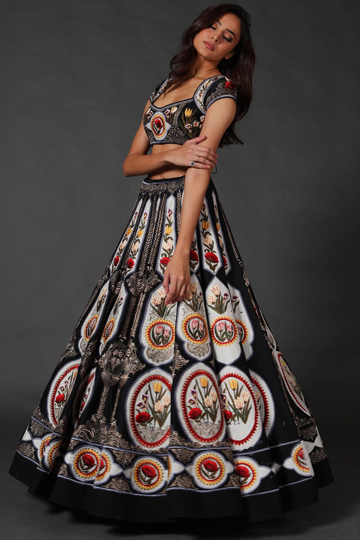 Chanderi Lehenga Set With Embroidery