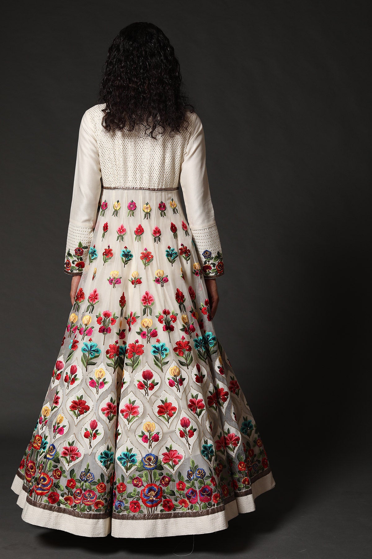 Organza Anarkali Set with Floral Embroidery