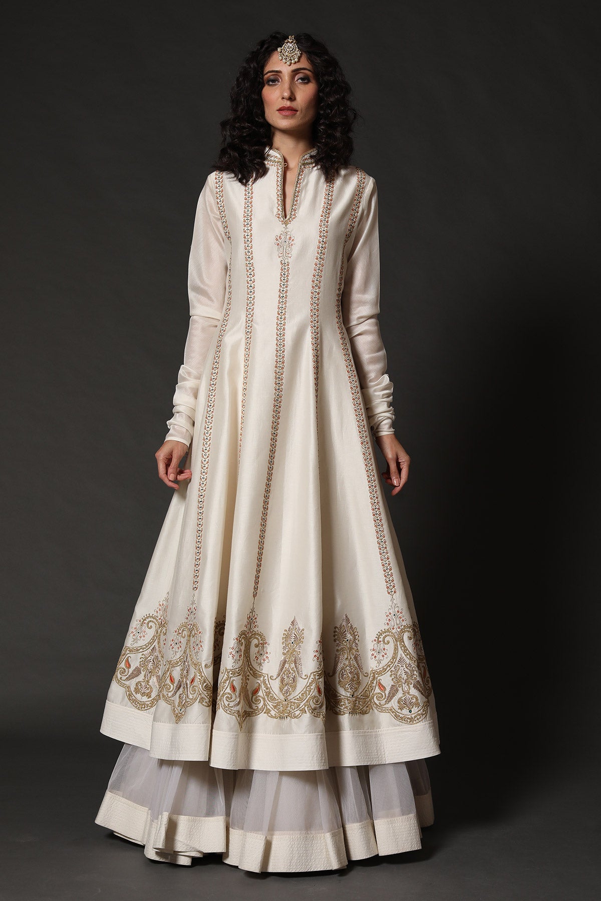 Chanderi Anarkali Set With Resham Embroidery