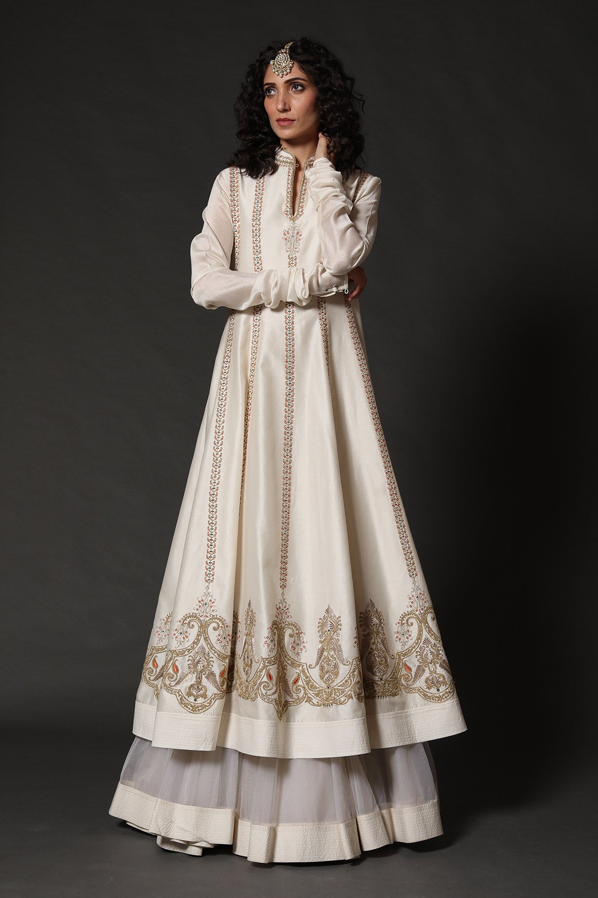 Chanderi Anarkali Set With Resham Embroidery