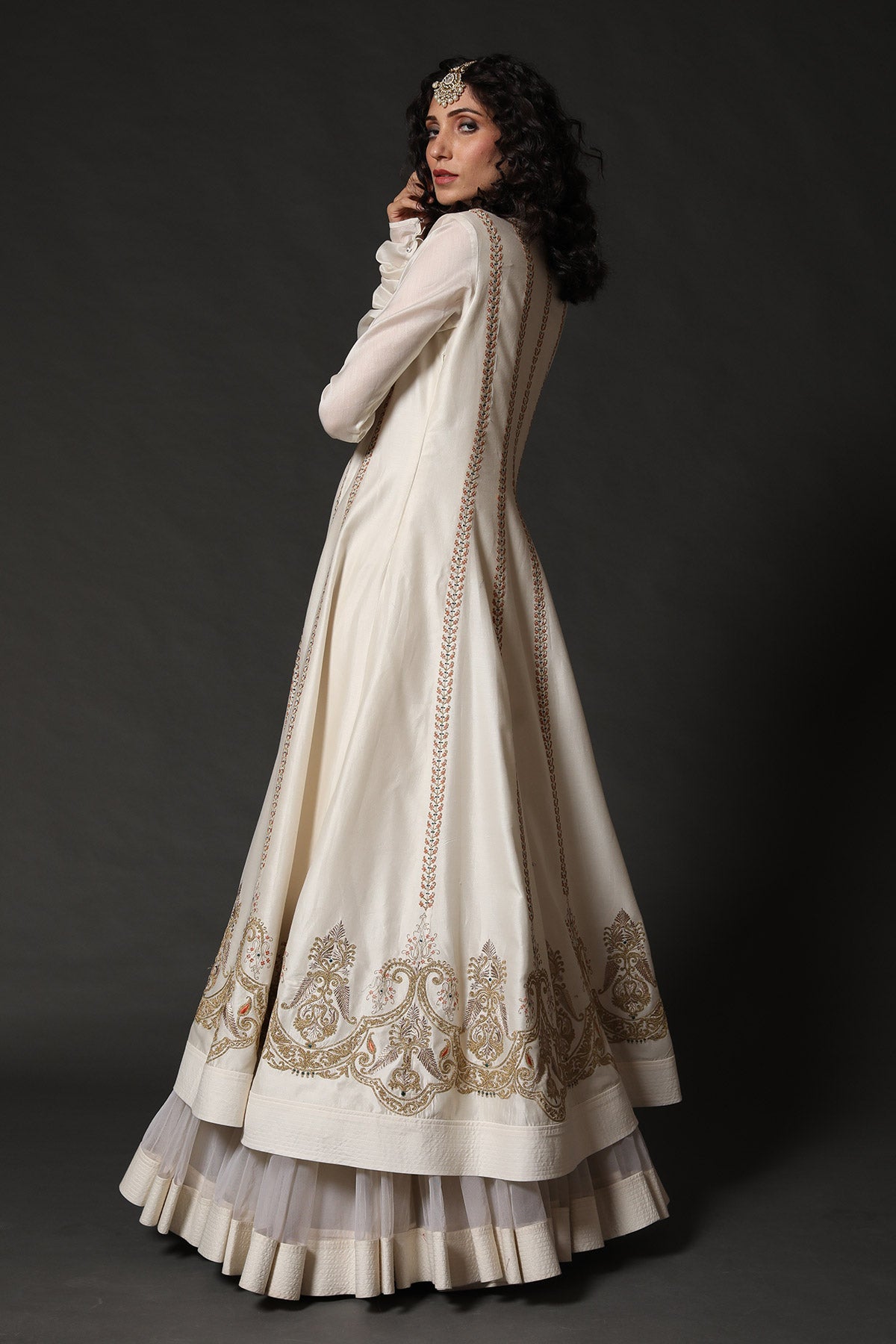 Chanderi Anarkali Set With Resham Embroidery