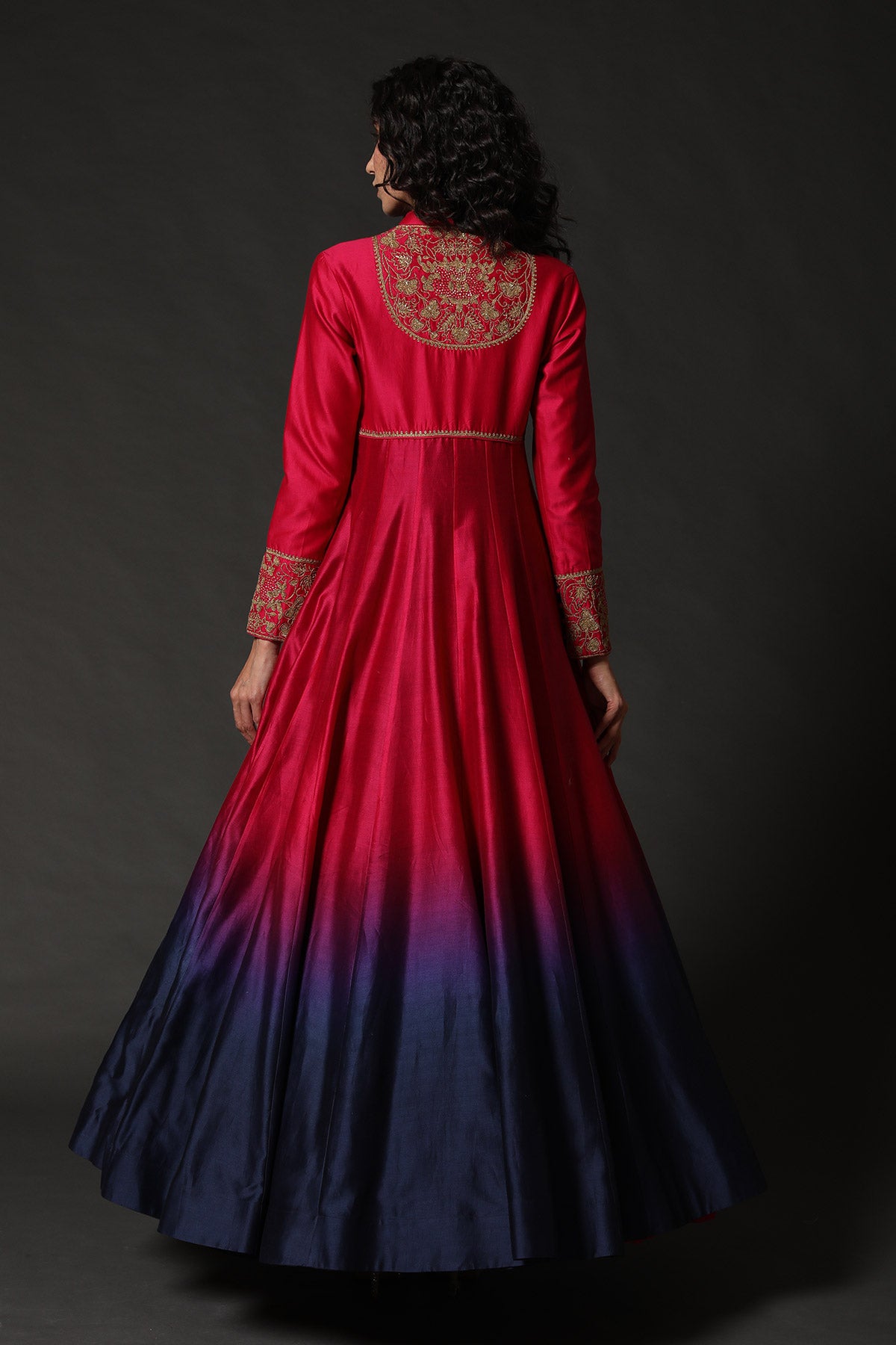 Chanderi Anarkali Set With Resham Embroidery